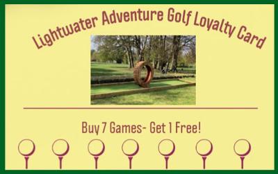 Lightwater Adventure Golf in Surrey loyalty card.